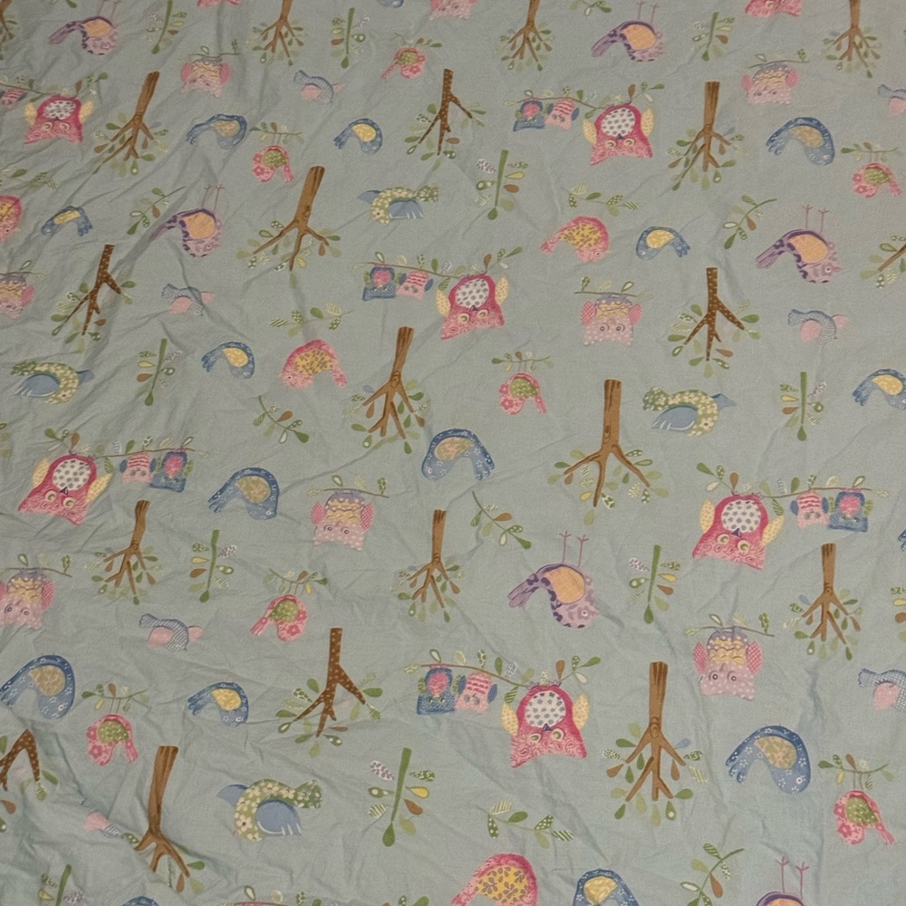 Pottery Barn Kids Blue Hayley Bird Owls Tree Duvet Cover Only F/Q Full Queen